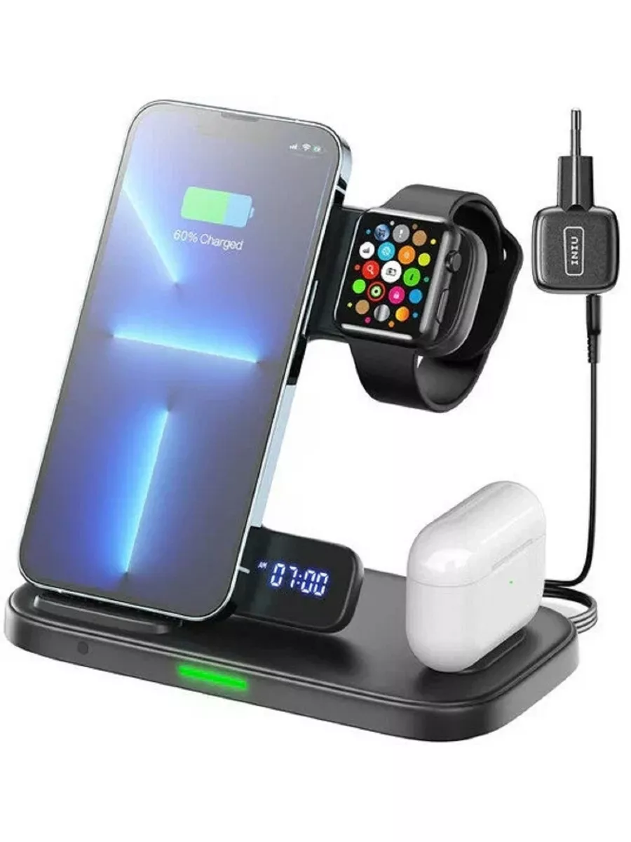 INIU Беспроводная зарядка Wireless Charger Qi-Certifled 3в1 15W