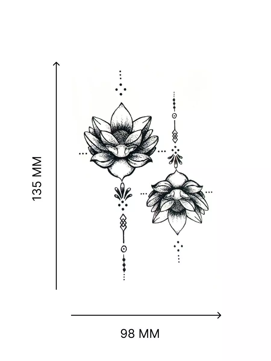 Временное белое тату Вечерний лотос
