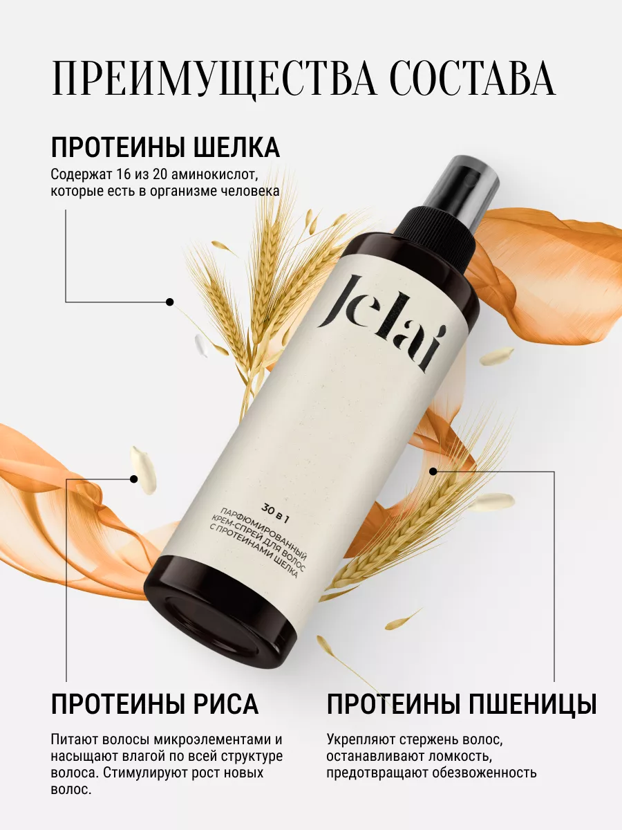 Jelai Крем-спрей для волос парфюмированный 30 в 1 Black pepper