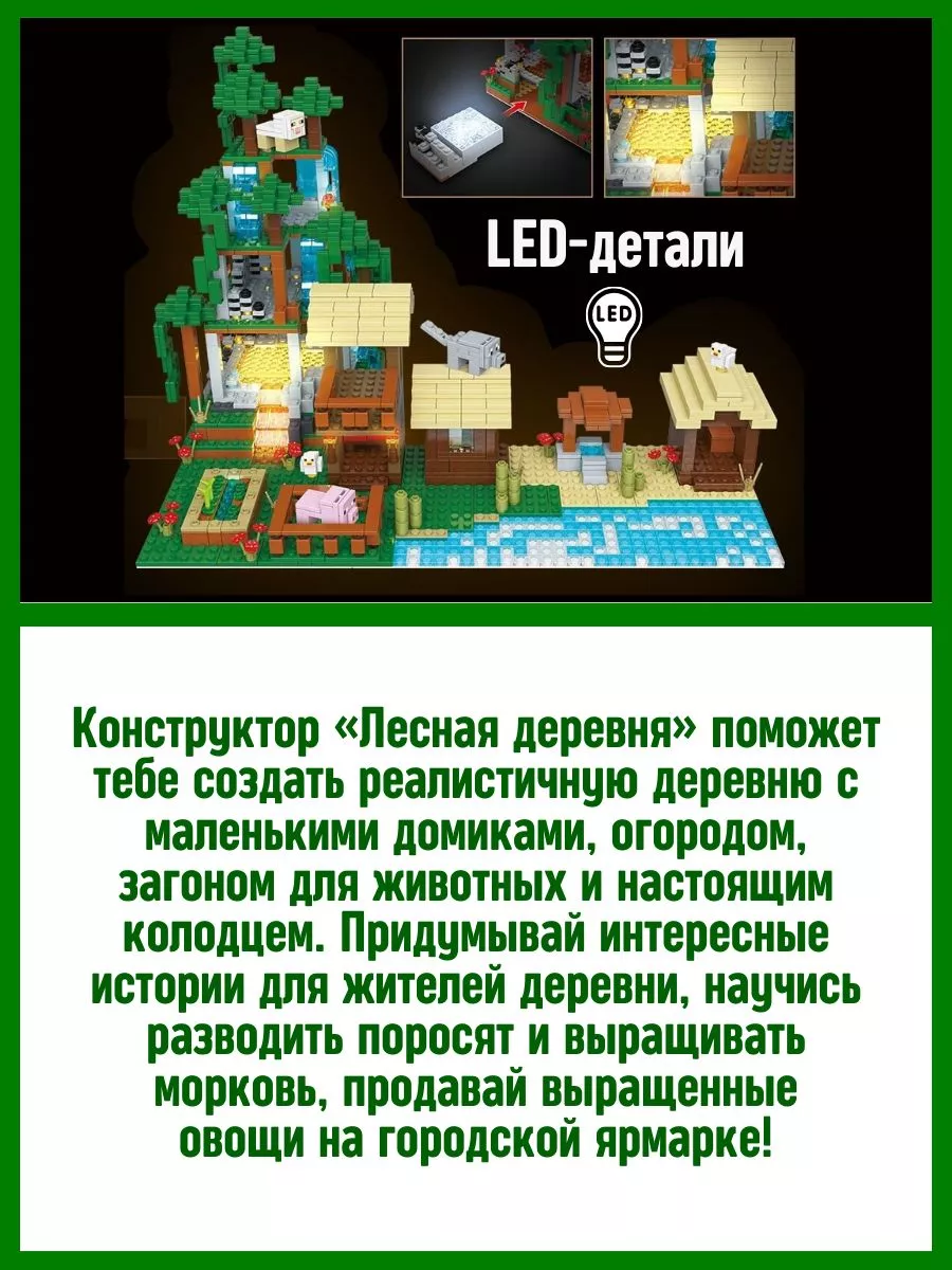 Конструктор My World Minecraft Майнкрафт Лесная деревня купить по цене  163,12 р. в интернет-магазине Wildberries в Беларуси | 188571751