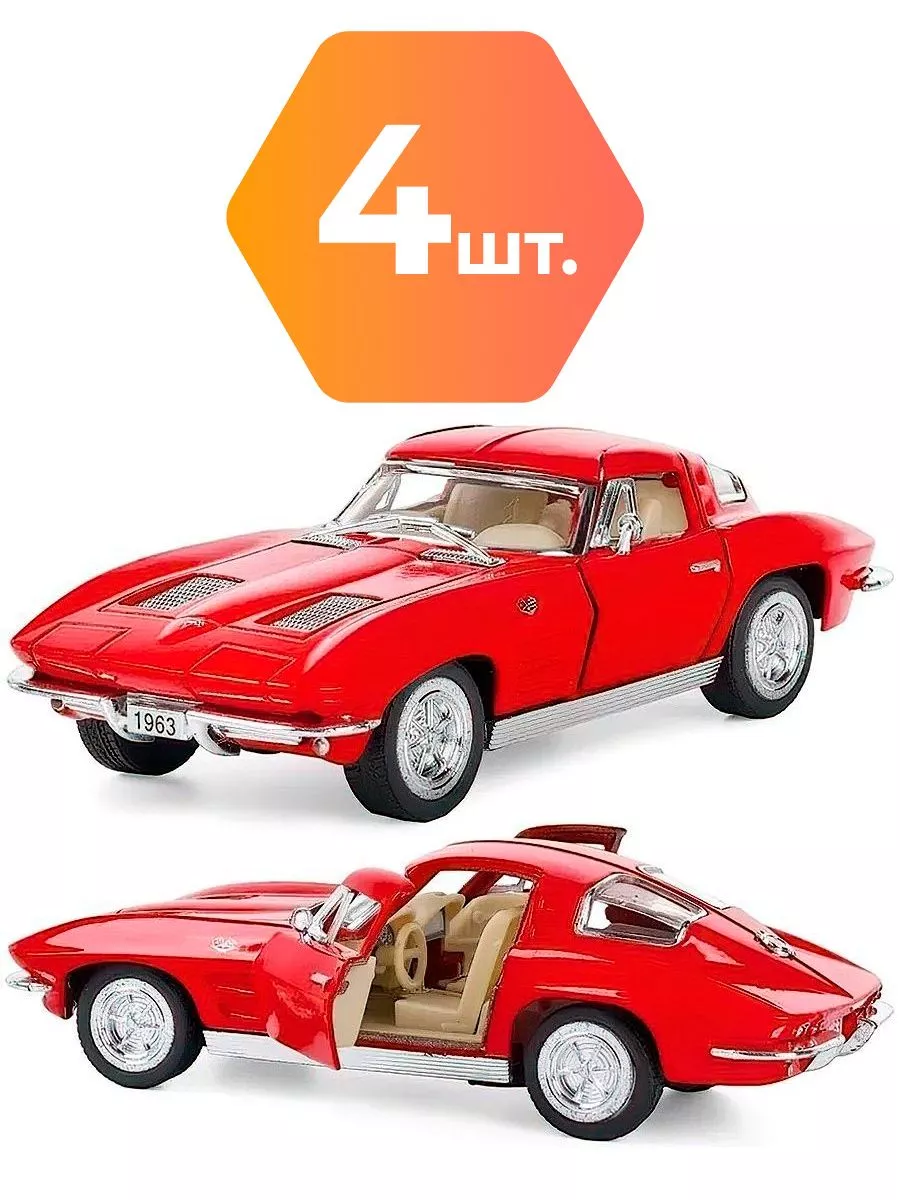 VectorTrade.Prime Корвет 1963 Corvette 1:36 КТ5358 Красная - 4 ШТ.