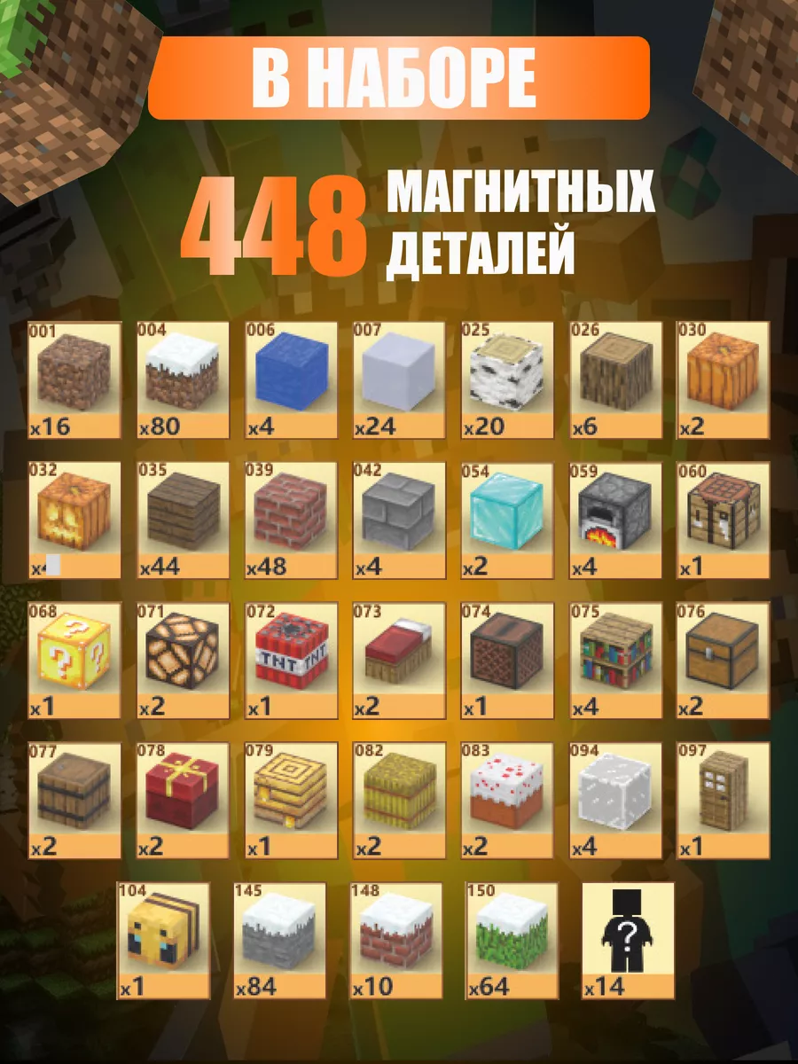 Конструктор магнитный развивающий набор майнкрафт Magnetic.Minecraft купить  по цене 10 962 ₽ в интернет-магазине Wildberries | 189628091