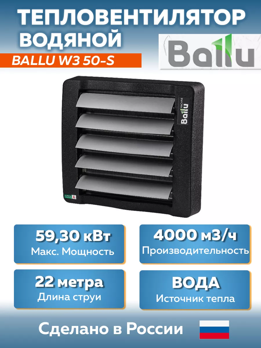 Водяной тепловентилятор BHP-W3-50-S Ballu купить по цене 44 250 ₽ в  интернет-магазине Wildberries | 189954819