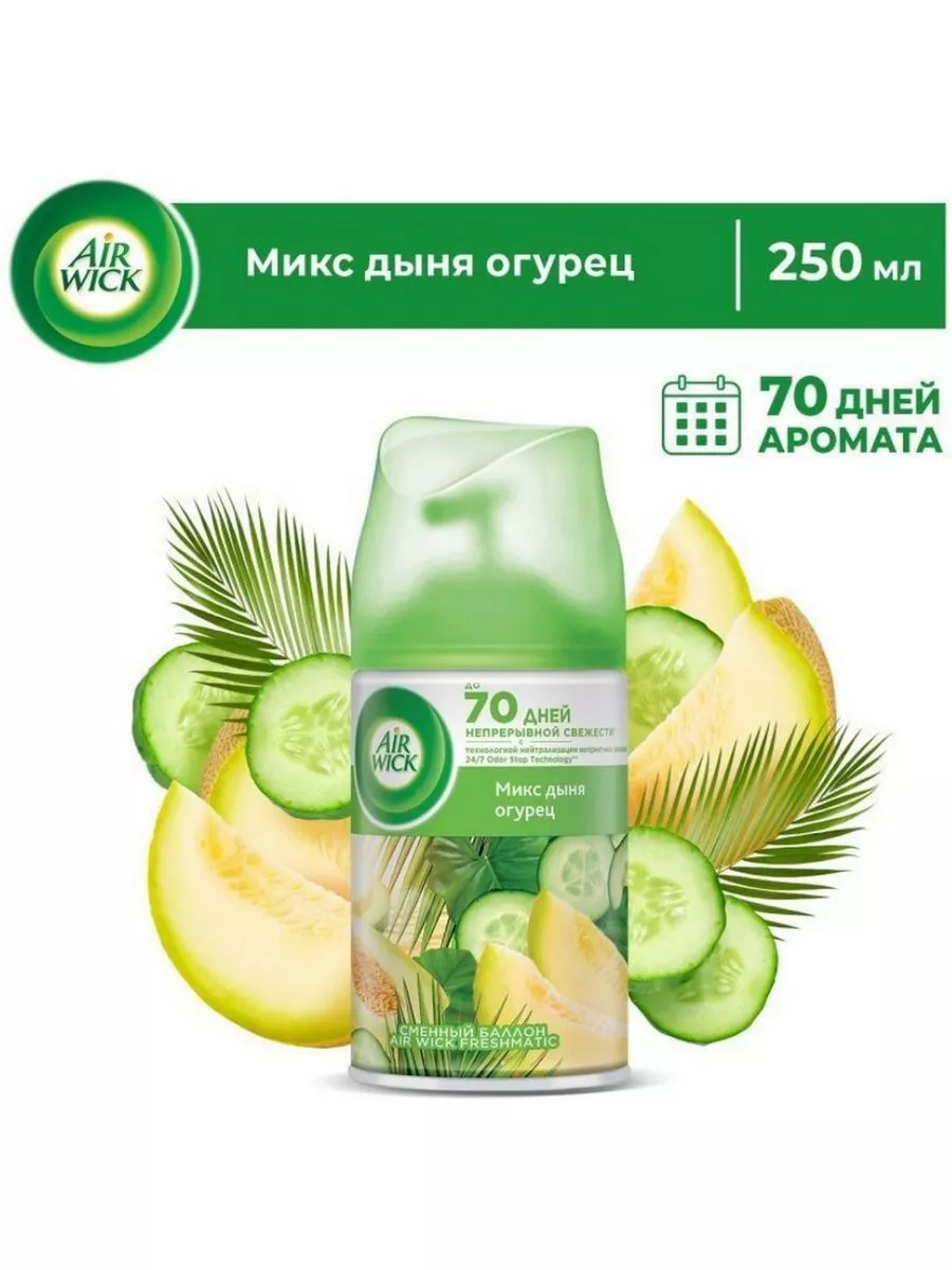 Сменный баллон Freshmatic Фреш дыня-огурец 250 мл - 2 шт Air Wick купить по  цене 881 ₽ в интернет-магазине Wildberries | 190557555