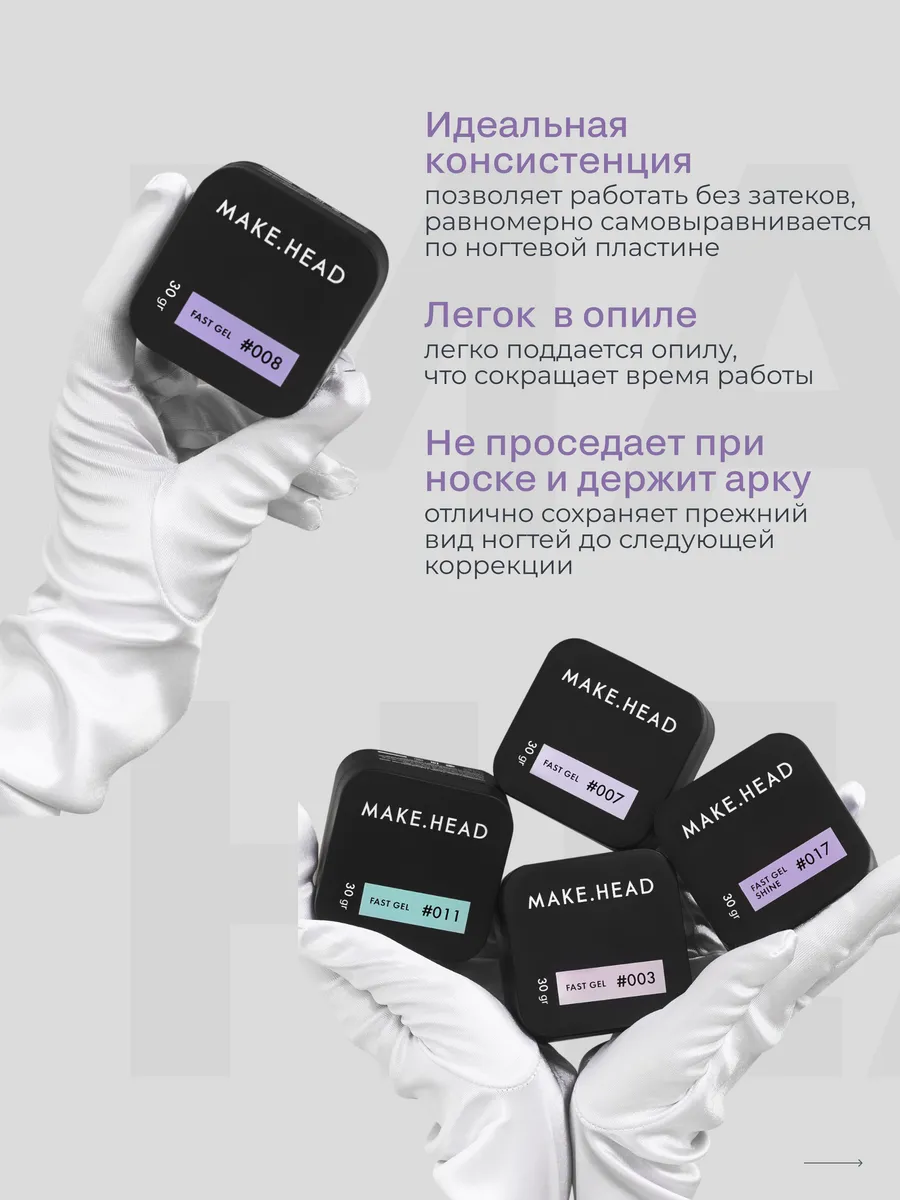 Гель для наращивания и моделирования ногтей MAKE.HEAD купить по цене 916 ₽  в интернет-магазине Wildberries | 190623519