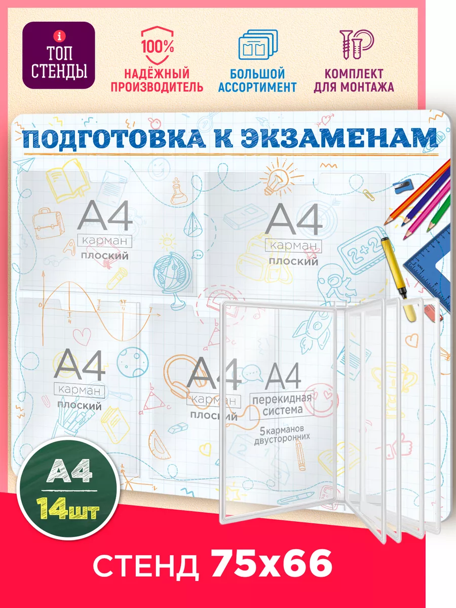 Классный уголок стенд с карманами школа России ЕГЭ ОГЭ 2023 Топ Стенды  купить по цене 2 997 ₽ в интернет-магазине Wildberries | 190905165