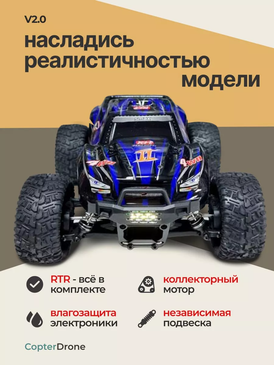 Радиоуправляемая машина монстр Smax 1 16 - RH1631-BLUE-V2.0 Remo Hobby  купить по цене 6 096 ₽ в интернет-магазине Wildberries | 191279823