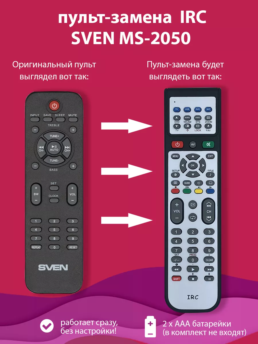 Пульт-замена для SVEN MS-2050 Infrared Remote Control купить по цене 30,43  р. в интернет-магазине Wildberries в Беларуси | 191567786