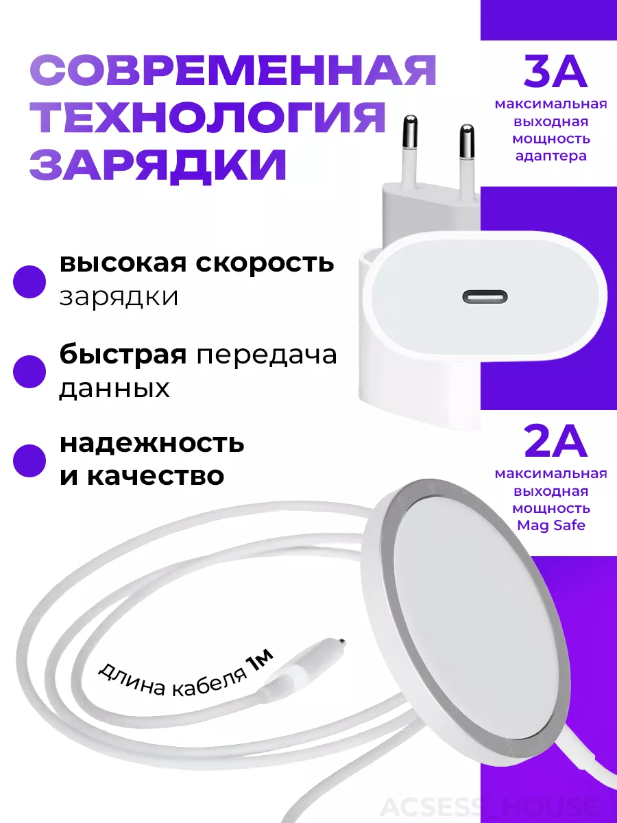 Беспроводная зарядка для iphone magsafe+блок питания 20w